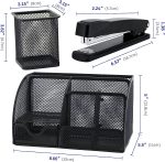 Neudeco Desk Organizers and Accessories, Office Supplies Mesh Desk Organizer Caddy with Drawer 6 Compartments + Pen Holder / 72 Paper Clips Binder Clips Set, Black Desktop Organizer for Home Office - Image 5